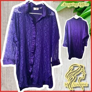 Victoria’s Secret - Sz M/L - VINTAGE sleep front lace see thru - back satin